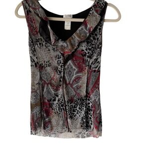 Arianne Tank Top Y2k M Paisley Animal Print Sheer Sleeveless Shirt‎ Whimsigoth